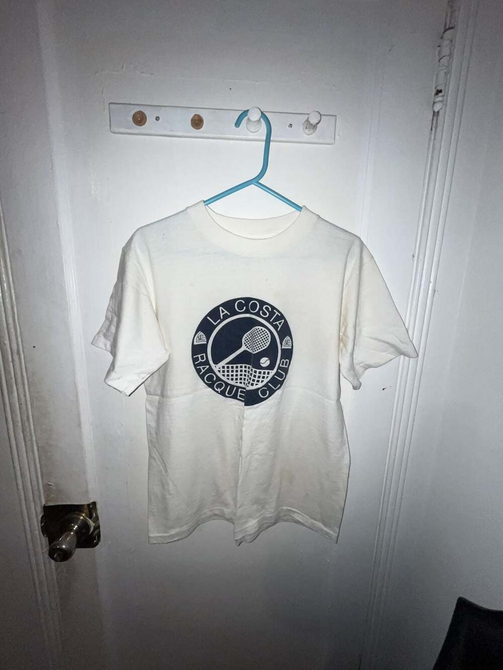 Power-T La Costa Racquet Club T-Shirt Size L White Cotton Tennis